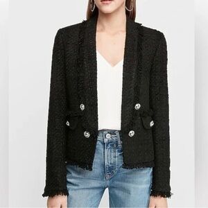EXPRESS BLACK BUTTON FRONT BOUCLE BLAZER JACKET